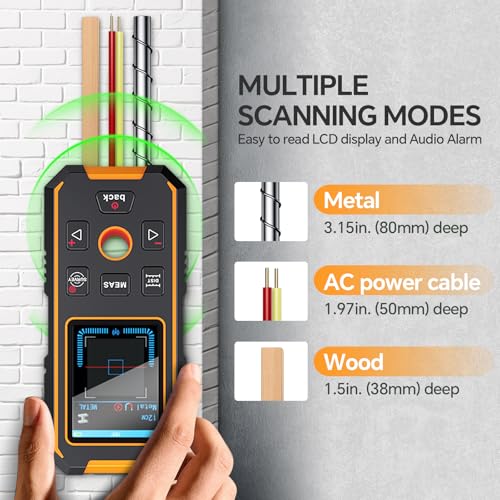 SHGMEET Stud Finder Wall Scanner with Laser Distance Meter Digital Level 5 in 1 Rechargeable Multifunctional Stud Detector with Upgraded Sensor HD LCD Display and Voice - Image 3
