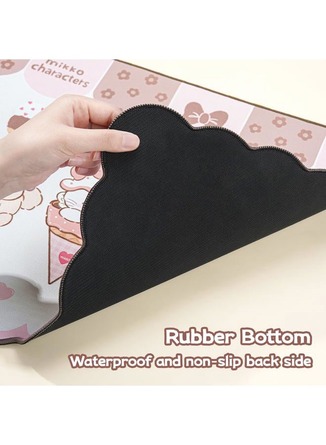 GEEKSHARE Mouse Pad with Stitched Edge, Non-Slip Rubber Base Large Gaming Mouse Pad, Cute Cartoon Waved Edge Desk Mat for Gaming Home Office Work - Mikko Ice Cream - Image 3