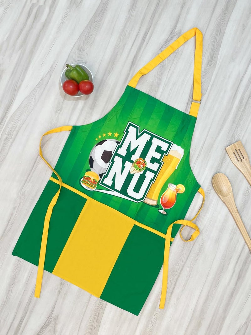Swayam Cotton Multipurpose Stylish 1 Pc Apron with 3 Pockets | Perfect for Home Kitchen, Hotel, Cafe, Restaurants, and Catering Cooking -Lime Yellow - Image 1