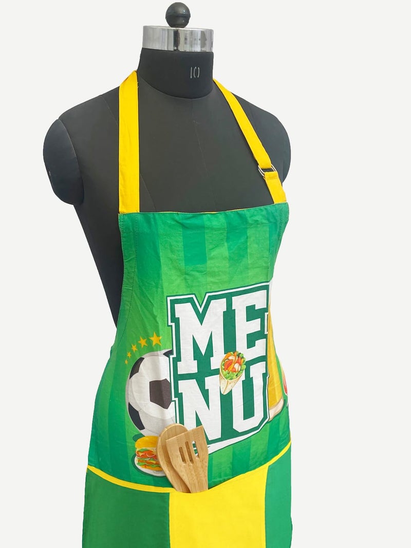 Swayam Cotton Multipurpose Stylish 1 Pc Apron with 3 Pockets | Perfect for Home Kitchen, Hotel, Cafe, Restaurants, and Catering Cooking -Lime Yellow - Image 4