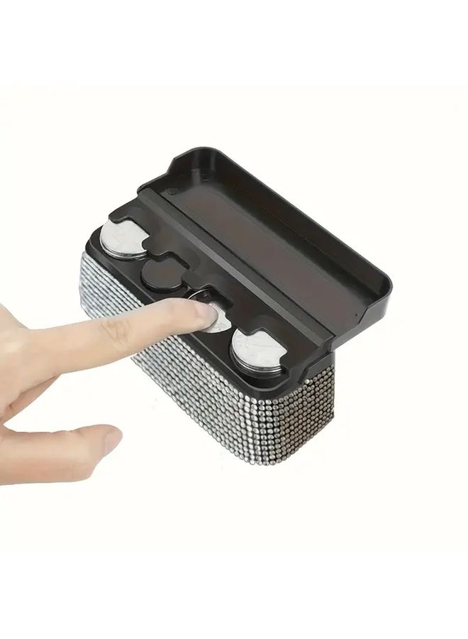 Car Coin Organizer Silvery Precious Stone PVC Dashboard Storage Box With Multiple Compartments - Image 3