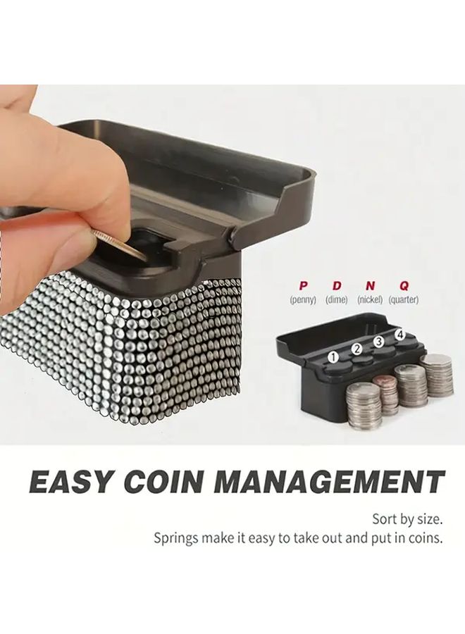 Car Coin Organizer Silvery Precious Stone PVC Dashboard Storage Box With Multiple Compartments - Image 4