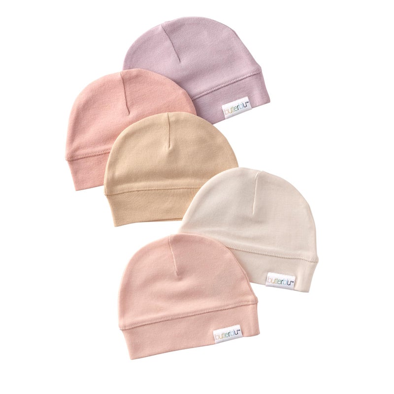 Butterblu Charlie 5-Pack Caps 100% Organic Cotton Beanie Hats for Newborn and Baby Girls, Boys, Unisexâ€‹, Sorbet, One Size - Image 1