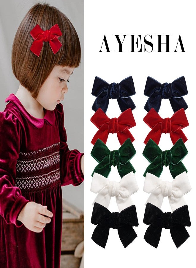 Ayesha Velvet Hair Clips and Barrettes for Toddlers - 20pcs Christmas Hair Accessories with Hair Bows - Image 2