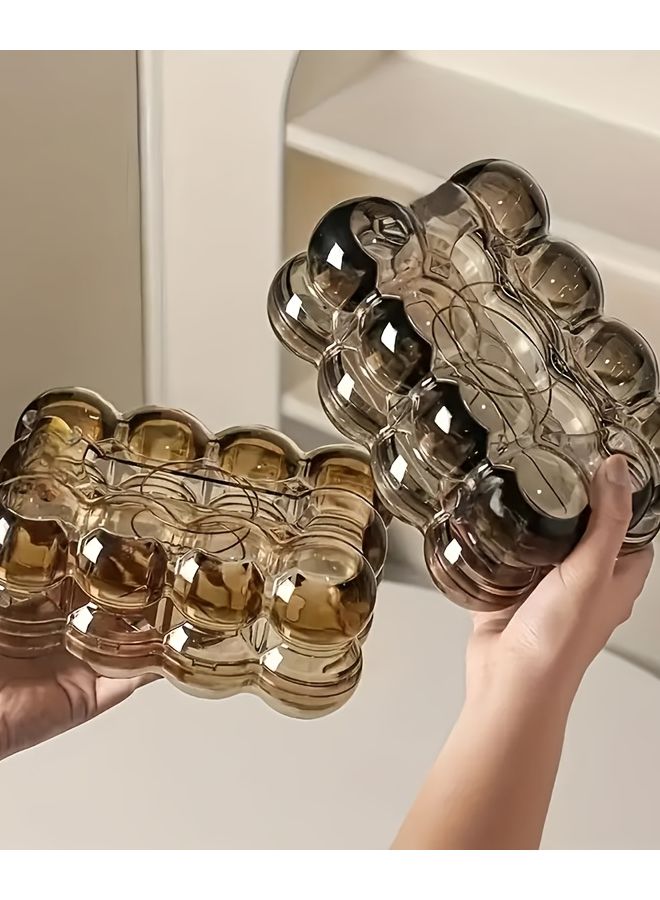 Coffee Color Modern Clear Tissue Box with Built In Storage Shelf Organizer - Image 3