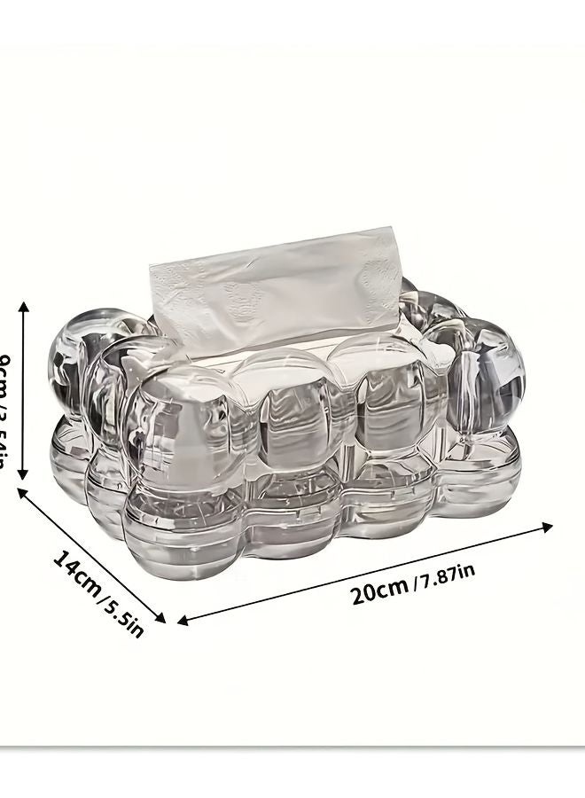 Coffee Color Modern Clear Tissue Box with Built In Storage Shelf Organizer - Image 4