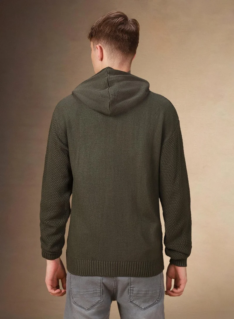 Dennis Lingo Olive Men's Olive 100% Acrylic Solid Regular Fit Sweater for Men | Best Price UAE