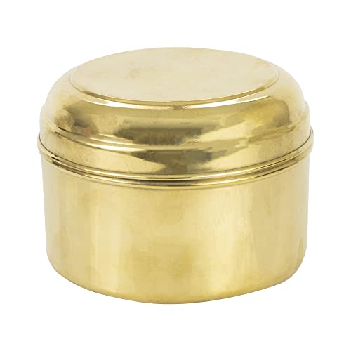 Spillbox Tradition Handicrafted Pure Brass Container-1200 ml|Prasadham Box Mandir | Roli |Dry Fruit| Diwali Gift | Tiffin |Lunch Box - Round Shape - Image 4