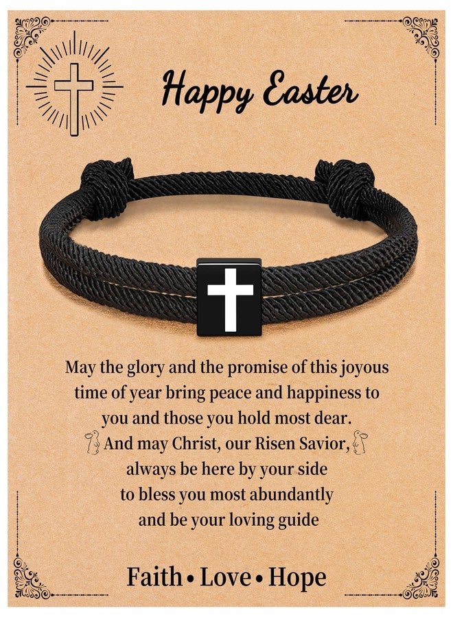Sistble Easter Gifts for Women Men, Easter Basket Stuffers for Teens Christian Gifts for Men Women Cross Bracelet Baptism Bible Verse Religious Jewelry - Image 1