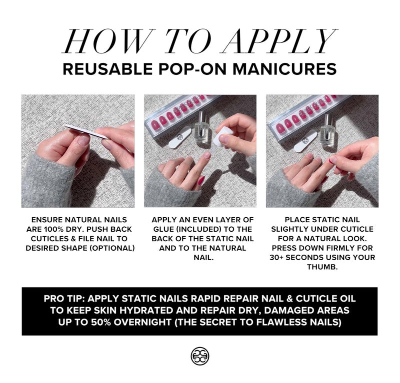 Static Nails Brush On Nail Glue for Press Ons, Pop-Ons, Acrylic/Fake Nails, and Tips | Brush On Applicator for Easy Application | Strong Bond, Mess Free, and Long Lasting Nail Glue - Image 4