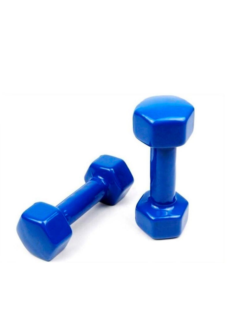 H PRO Vinyl Coated Dumbbell Set For Exercise & Fitness | Unisex Weights Comes in Different Sizes | Blue - Image 2