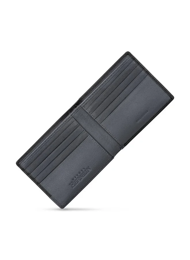 MICHEL HERBELIN Feat Leather Bi-Fold Blue & Grey Wallet for Men's