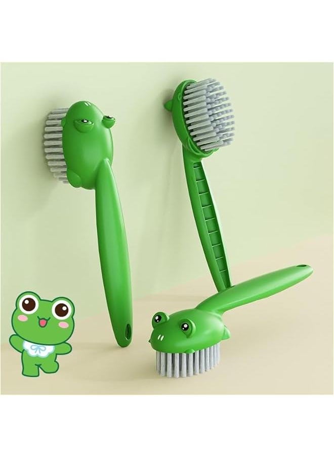HOOKOR Cartoon cute frog shape Cleaning Brush, 2 Pieces Soft Bristle Laundry Brush Plastic Board Brush Housework Cleaning Brush Household Shoe Washing Brush Wall Brush (green)  - Image 2