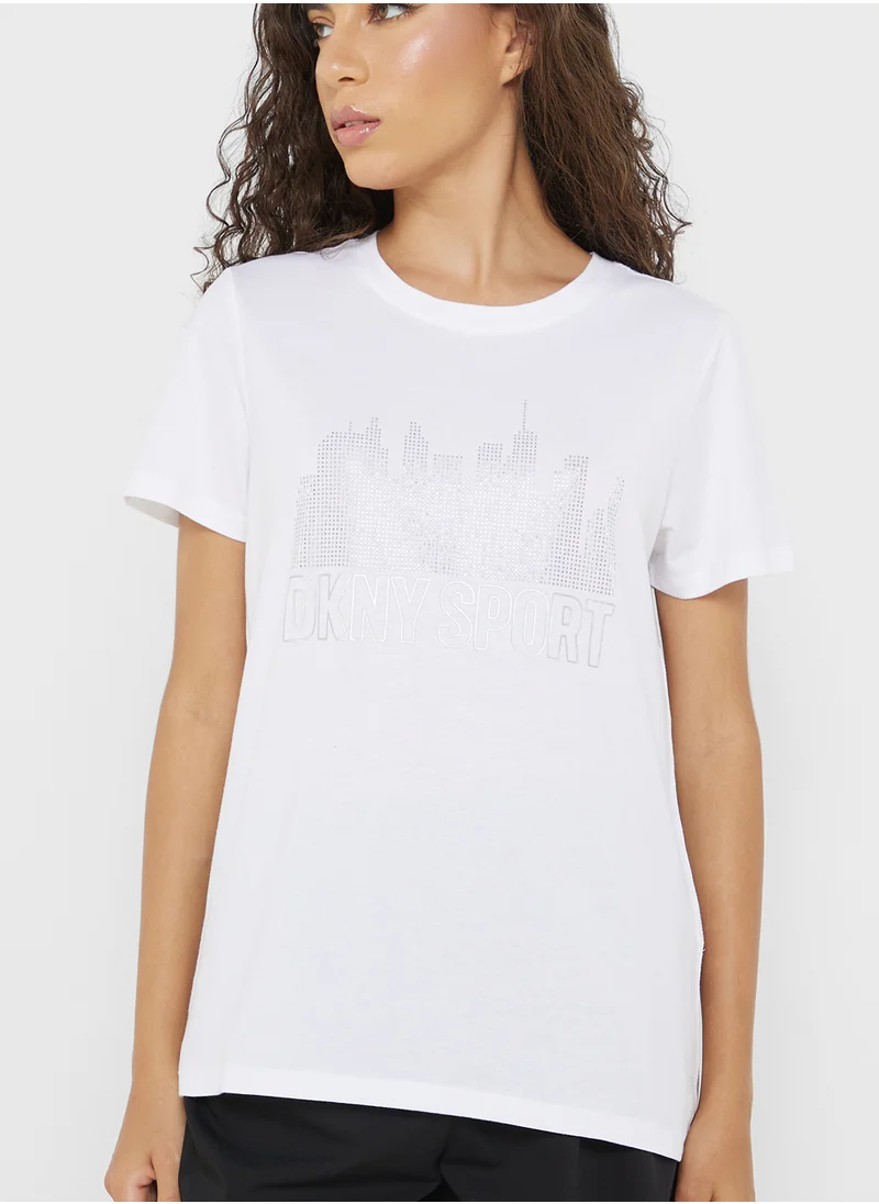 DKNY Sport Crew Neck Logo Printed T-Shirts