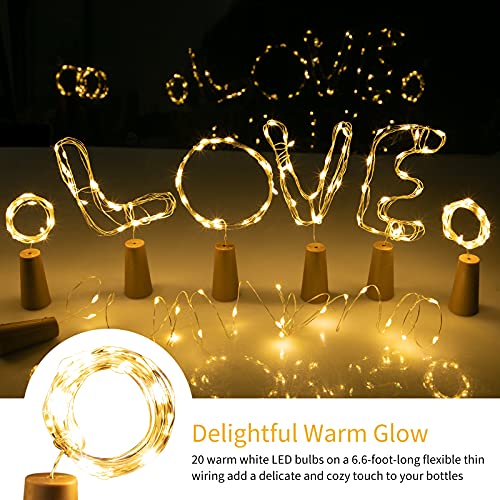 Brightown Wine Bottle Lights with Cork, 10 Pack 20 LED Waterproof Battery Operated Cork Lights, Silver Wire Mini Fairy Lights for Liquor Bottles DIY Party Bar Christmas Wedding Décor - Image 2