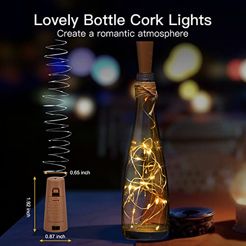 Brightown Wine Bottle Lights with Cork, 10 Pack 20 LED Waterproof Battery Operated Cork Lights, Silver Wire Mini Fairy Lights for Liquor Bottles DIY Party Bar Christmas Wedding Décor - Image 3