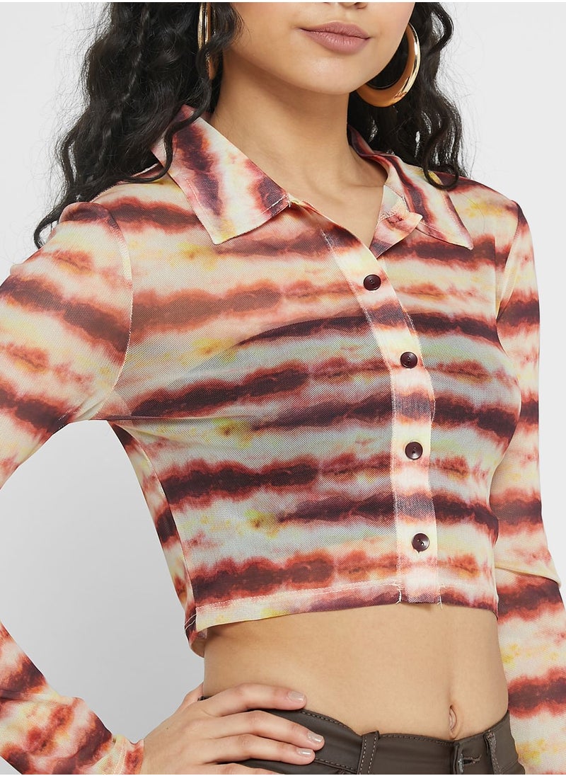 TOPSHOP Striped Mesh Shirt  - Image 3