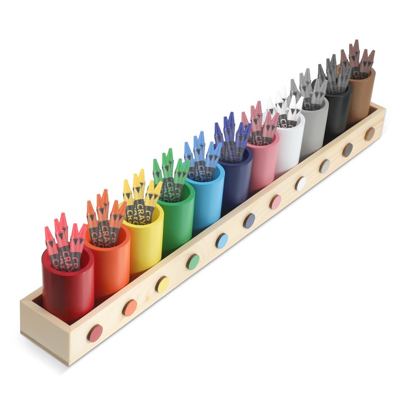 Threehoney Crayon Holder Organizer for Kids Wooden Colored Pencil Holder Pen Container Marker Organizer for Classroom Office School Stationery Art Storage Supplies 11 Cups on a Stand - Image 2