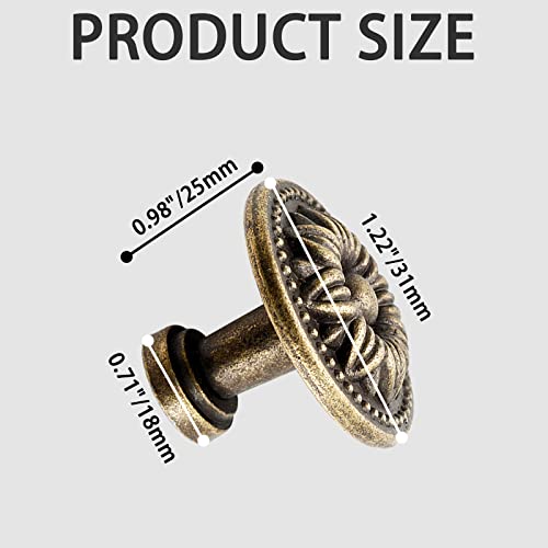 Zorfeter 10 Pcs Antique Bronze Cabinet Knobs Pull, Vintage Rustic Style Drawer Knobs Decorative Round Handles for Furniture Cupboard Dresser - Image 2