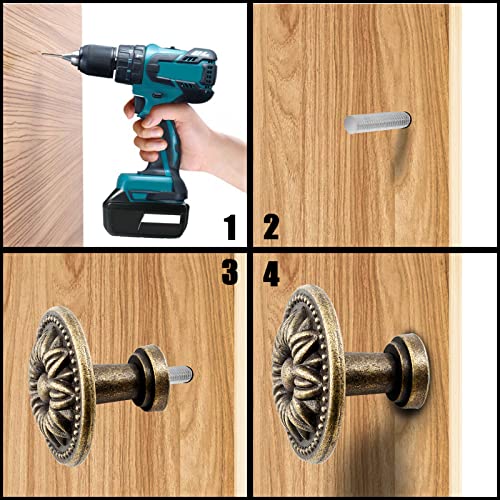 Zorfeter 10 Pcs Antique Bronze Cabinet Knobs Pull, Vintage Rustic Style Drawer Knobs Decorative Round Handles for Furniture Cupboard Dresser - Image 5