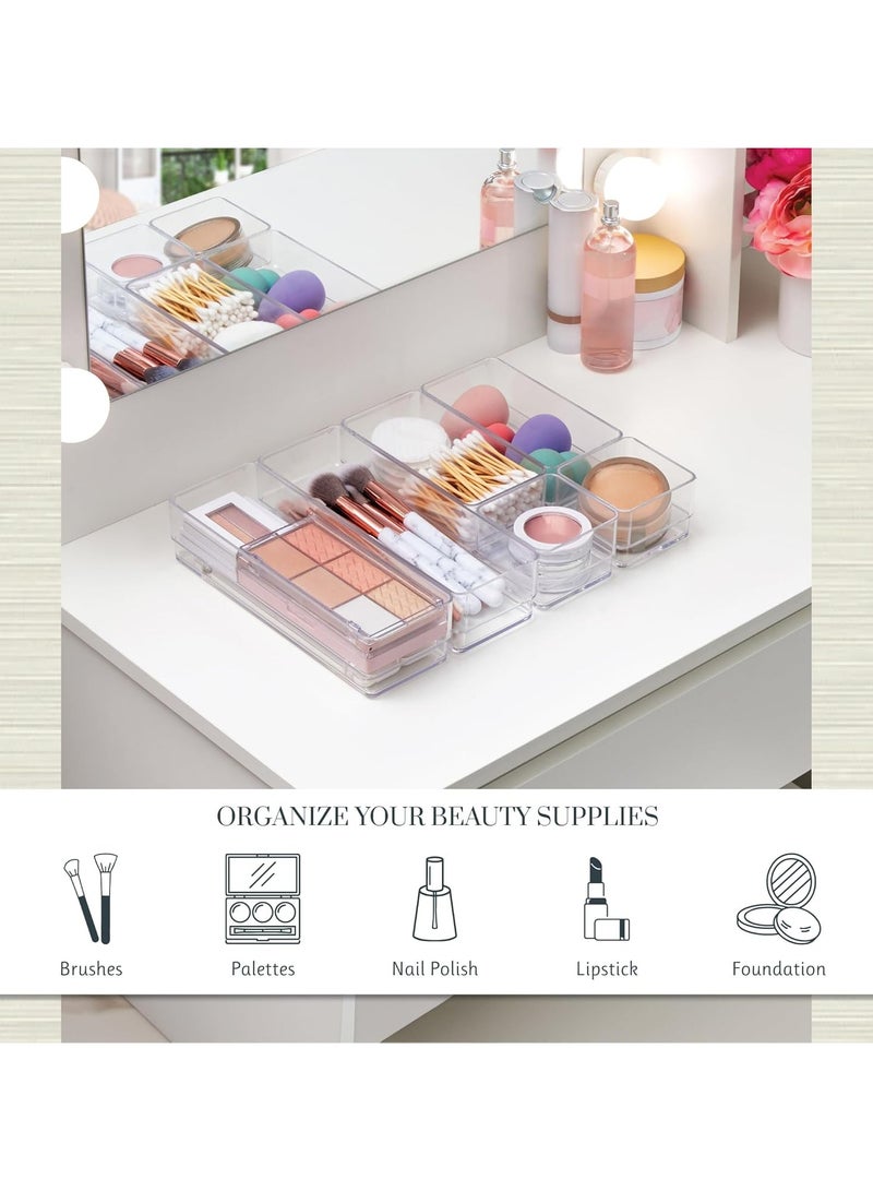 IMPORTED Desk Drawer Organizer Bins, 6 Pack Cosmetic Organizers and Storage, Non-Slip Plastic Drawer Organizer for Makeup, Bathroom, Kitchen, Office - Image 3