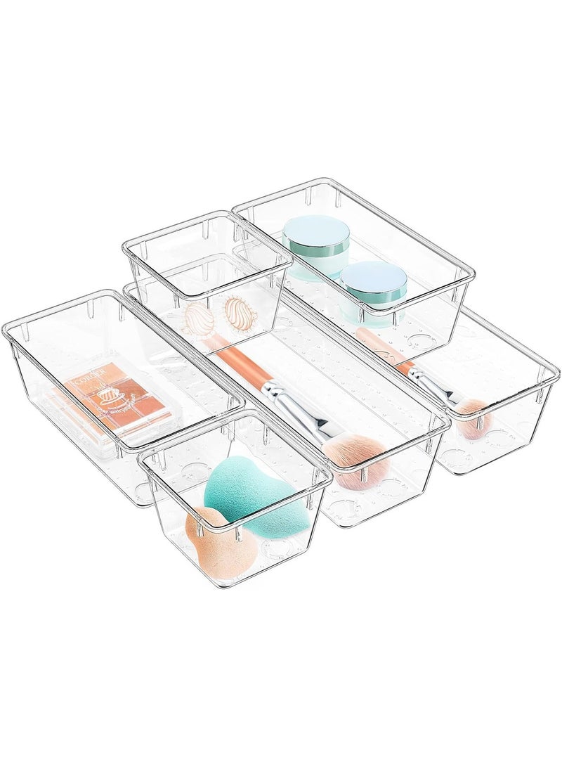 IMPORTED Desk Drawer Organizer Bins, 6 Pack Cosmetic Organizers and Storage, Non-Slip Plastic Drawer Organizer for Makeup, Bathroom, Kitchen, Office - Image 1