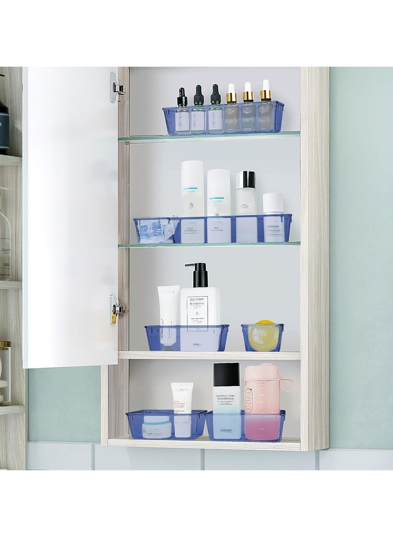 Set of 25 blue plastic drawer organizers, multi-size, organize drawers in bathroom, makeup, jewelry, kitchen and office. - Image 3