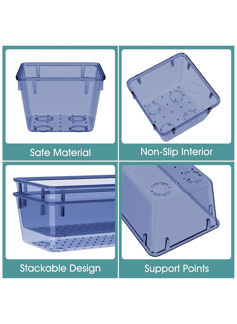 Set of 25 blue plastic drawer organizers, multi-size, organize drawers in bathroom, makeup, jewelry, kitchen and office. - Image 4