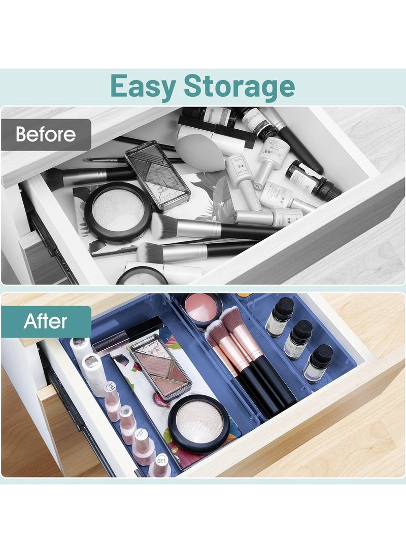 Set of 25 blue plastic drawer organizers, multi-size, organize drawers in bathroom, makeup, jewelry, kitchen and office. - Image 5