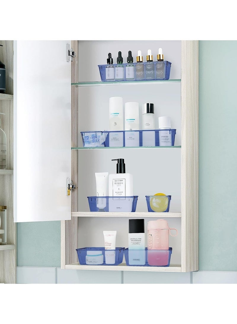 مجموعة من 25 منظم أدراج بلاستيكي أزرق، متعددة الأحجام، لتنظيم الأدراج في الحمام، وأدوات التجميل، والمجوهرات، والمطبخ، والمكتب. - Image 3