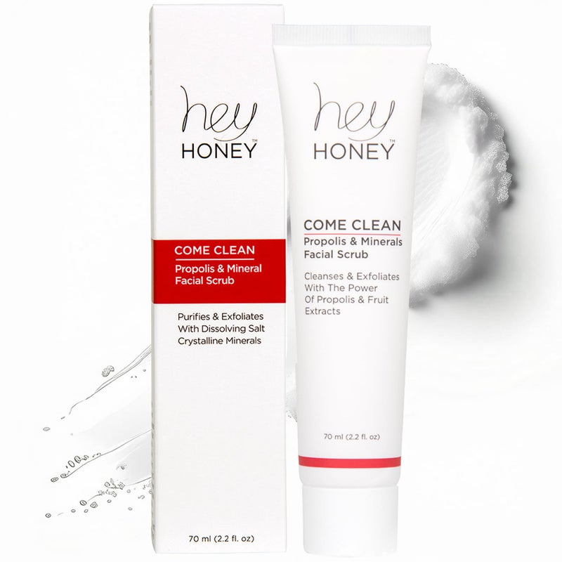 Hey Honey Skincare Propolis and Dead Sea Salt Microdermabrasion Facial Scrub For Sensitive Skin | Non-Abrasive Exfoliating Aimed Brighten Acne Scars, Remove Blackheads & Dead Skin Cells | 2.2 oz - Image 1