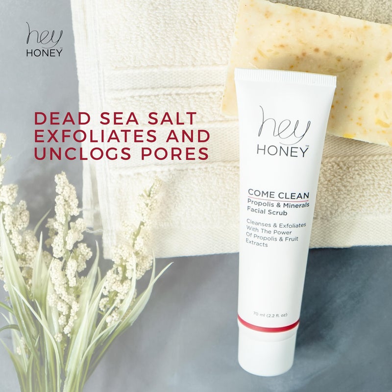 Hey Honey Skincare Propolis and Dead Sea Salt Microdermabrasion Facial Scrub For Sensitive Skin | Non-Abrasive Exfoliating Aimed Brighten Acne Scars, Remove Blackheads & Dead Skin Cells | 2.2 oz - Image 5