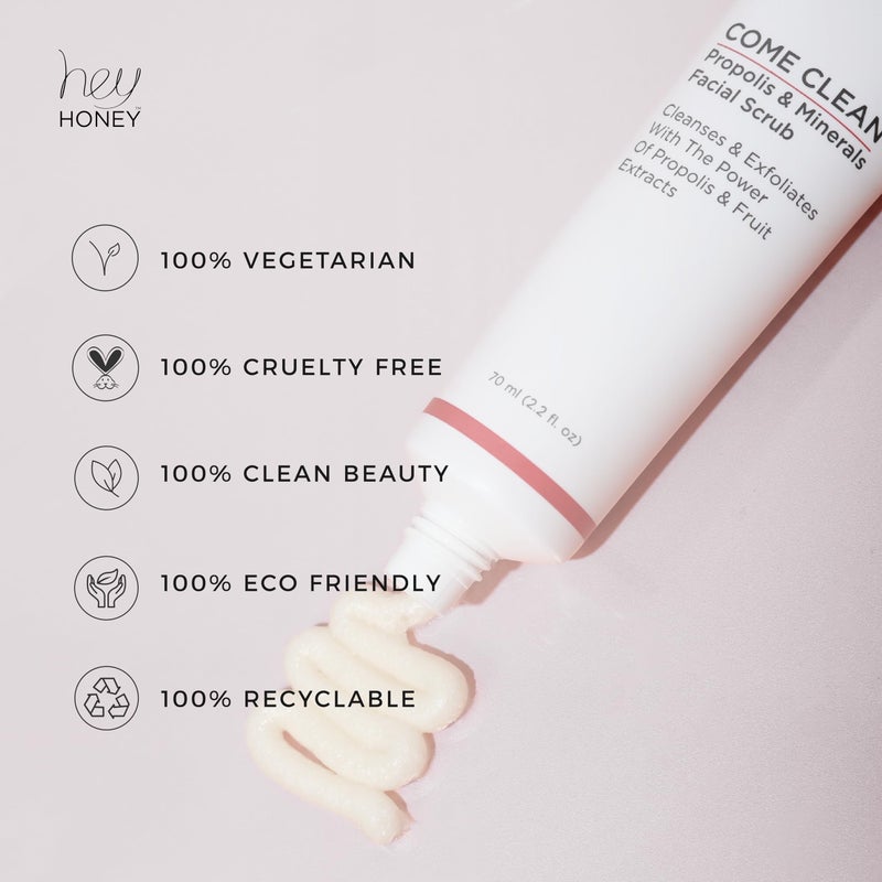 Hey Honey Skincare Propolis and Dead Sea Salt Microdermabrasion Facial Scrub For Sensitive Skin | Non-Abrasive Exfoliating Aimed Brighten Acne Scars, Remove Blackheads & Dead Skin Cells | 2.2 oz - Image 3