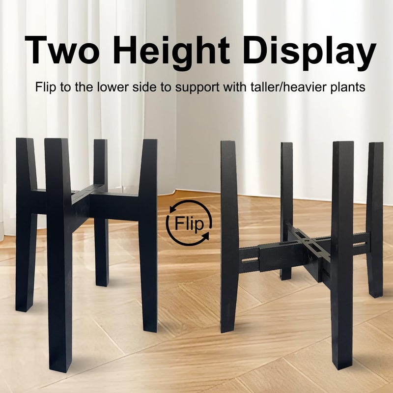 Sholramo Adjustable Plant Stand Indoor Bamboo Mid Century Modern Plants Stand Corner Plants Flower Holders Single Floor Plant Stands- 8.2-11.8 in (Pot & Plant Not Included) (Black, ï¼ˆ8.2-11.8inï¼‰) - Image 3