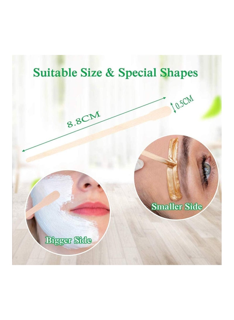 KASTWAVE 100 Pack Wooden Waxing Sticks, Wax Spatulas Sticks Small Wax Applicator Sticks Wood Craft Sticks Spatulas Applicator for Hair Eyebrow Nose Removal (Without Handle) (Disinfected) - Image 2