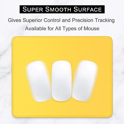 Hsurbtra Mouse Pad, Premium-Textured Square Mousepad 10.2 x 8.3 Inch, Stitched Edge Anti-Slip Waterproof Rubber Pretty Cute Computer Mat for Office Gaming Laptop Women Kids Apricot Yellow - Image 2