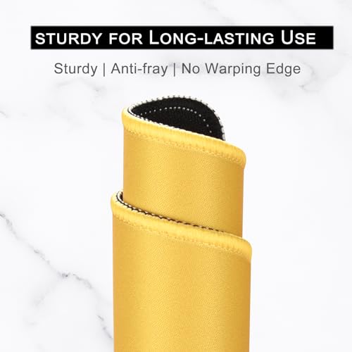 Hsurbtra Mouse Pad, Premium-Textured Square Mousepad 10.2 x 8.3 Inch, Stitched Edge Anti-Slip Waterproof Rubber Pretty Cute Computer Mat for Office Gaming Laptop Women Kids Apricot Yellow - Image 3