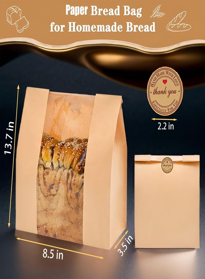 Flamiracle 500 Pcs Sourdough Bread Bags with Window, bread Bags for Homemade Bread, Bakery Bag for Storage Packaging - Large Sourdough Bag (13.7 * 8.2 * 3.5 in) - 500 Pcs Thank You Bonus Label Stickers - Image 2
