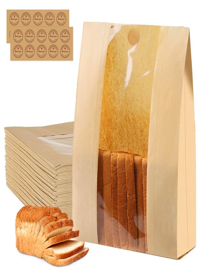 Flamiracle 500 Pcs Sourdough Bread Bags with Window, bread Bags for Homemade Bread, Bakery Bag for Storage Packaging - Large Sourdough Bag (13.7 * 8.2 * 3.5 in) - 500 Pcs Thank You Bonus Label Stickers - Image 1