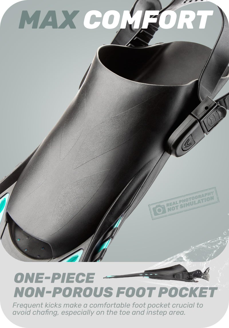 CAPAS Snorkel Fins, Swim Fins Travel Size Short Adjustable for Snorkeling Diving Adult Men Women Kids Open Heel Swimming Flippers - Image 5