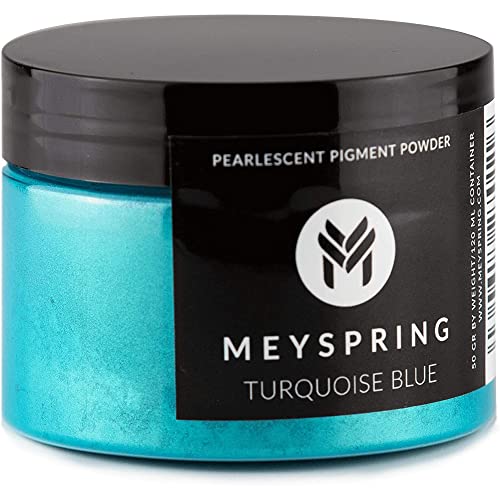 MEYSPRING Turquoise Blue Mica Powder - 50g - Epoxy Resin Color Pigment - Teal Mica Powder for Resin Ocean Art, River Tables, Woodworking - Cosmetic Grade - Image 1