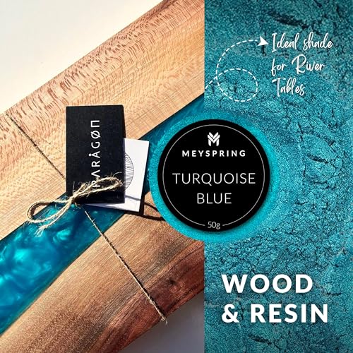 MEYSPRING Turquoise Blue Mica Powder - 50g - Epoxy Resin Color Pigment - Teal Mica Powder for Resin Ocean Art, River Tables, Woodworking - Cosmetic Grade - Image 5