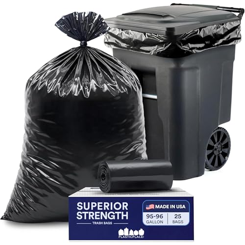 Plasticplace 9596 Gallon Garbage Can Liners Heavy Duty 15 Mil Black Trash Bags TearResistant Outdoor Garbage Bags for Rollaway Bins Large 61 x 68 IndustrialStrength Waste Bags 25 Count - Image 2