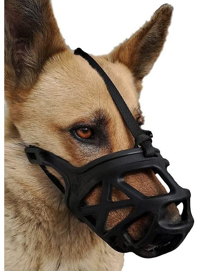 Dog Mouth Cover Muzzle/Bite Guard With Adjustable Strap Muzzle Ideal For Stopping Biting, Barking And Chewing Aggressive Dogs And Puppies - Black (No-4, Large) - Image 1
