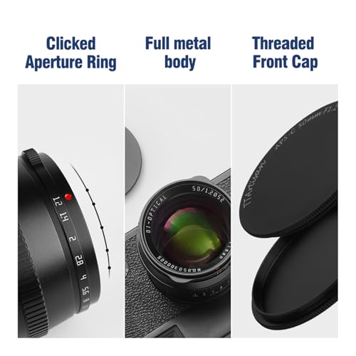 TTArtisan 50mm F1.2 APS-C Manual Focus Lens for Sony E Mount Camera Like A5000 A5100 A6000 A6100 A6300 A6400 A6500 A6600 NEX-3 NEX-3N NEX-3R NEX-5T NEX-5R NEX-5 NEX-5N NEX-7 NEX-5C Black - Image 5