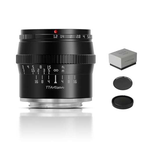 TTArtisan 50mm F1.2 APS-C Manual Focus Lens for Sony E Mount Camera Like A5000 A5100 A6000 A6100 A6300 A6400 A6500 A6600 NEX-3 NEX-3N NEX-3R NEX-5T NEX-5R NEX-5 NEX-5N NEX-7 NEX-5C Black - Image 1