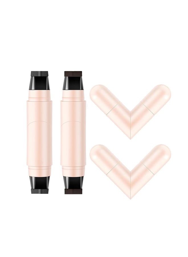 Baorder 2 Pieces Eyeliner Stamp Pen Set Double Sided Long Lasting Waterproof Quick Dry Natural Smudge Proof for Beginners (Black+Brown) - Image 1