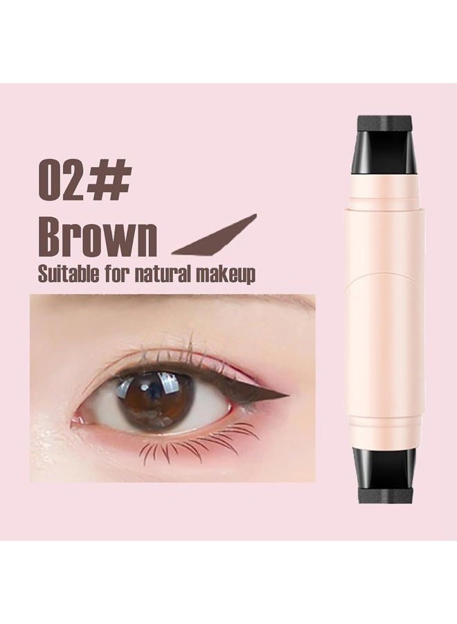 Baorder 2 Pieces Eyeliner Stamp Pen Set Double Sided Long Lasting Waterproof Quick Dry Natural Smudge Proof for Beginners (Black+Brown) - Image 3