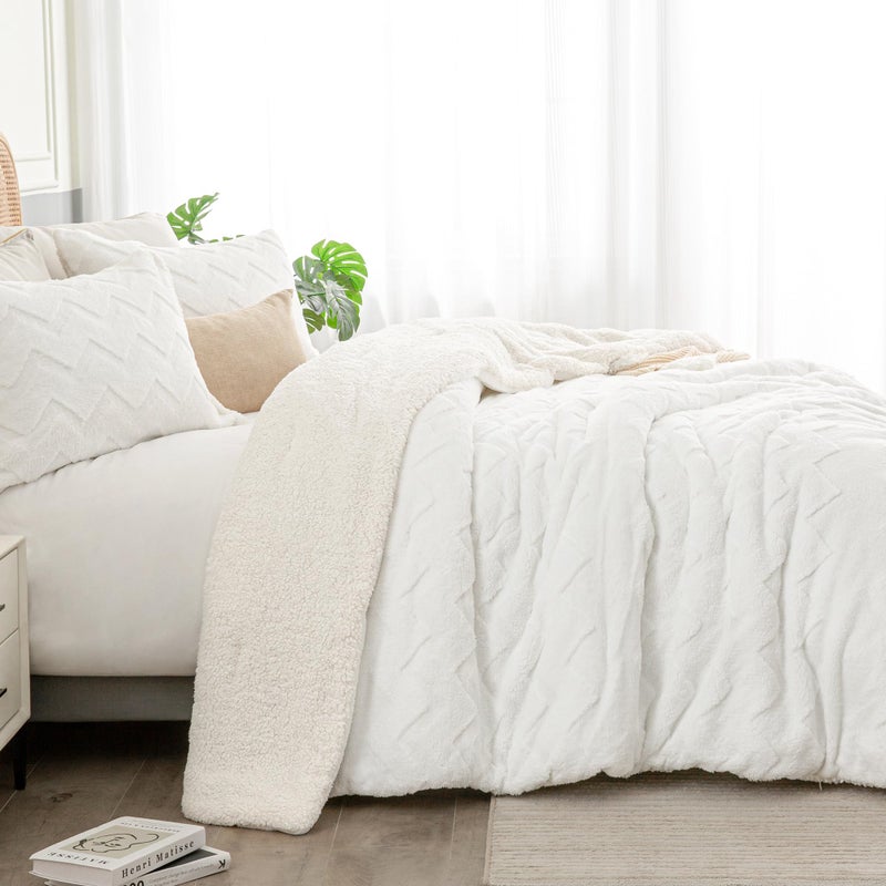 بيديليت مجموعة كوين كوين بيدليت - كوين لزيج سوبر شيربا لزيج ماشين لمادة كوين بحجم كوين فاخر الفراش الدافئ مجموعة من السرير الشتاء 3 قطع (1 لما بين الأغطية) - Image 4