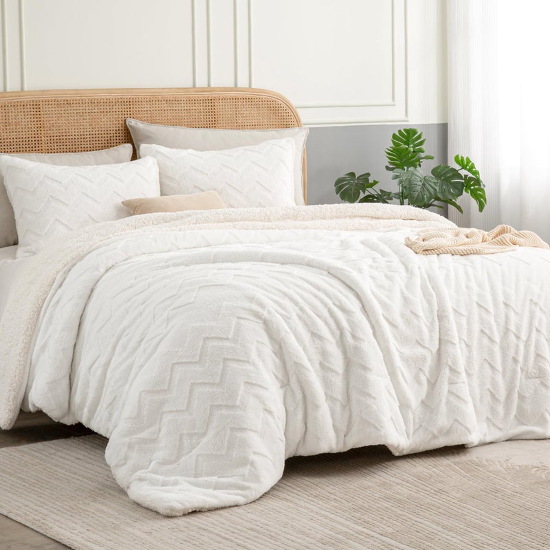 بيديليت مجموعة كوين كوين بيدليت - كوين لزيج سوبر شيربا لزيج ماشين لمادة كوين بحجم كوين فاخر الفراش الدافئ مجموعة من السرير الشتاء 3 قطع (1 لما بين الأغطية) - Image 2